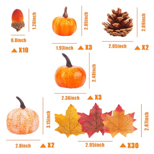HANSGO 50 PCS Artificial Pumpkins Set Fall Decorations, Fake Pumpkins, Pinecones Acorns and Maple Leaves for Harvest Decorating Thanksgiving Table Decor - Image 2
