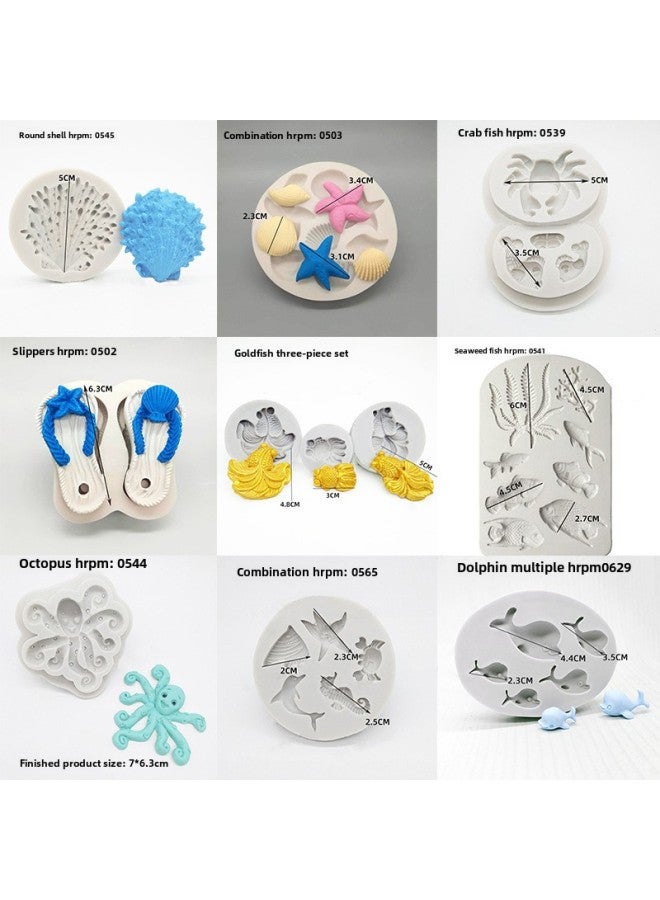 Marine Creature Mermaid Tail Silicone Mold Cake Decoration Conch Sea Star Hippocampus Sea Shellfish Goldfish Drop Mold-Color:Fishtail HRPM:0625 - Image 5