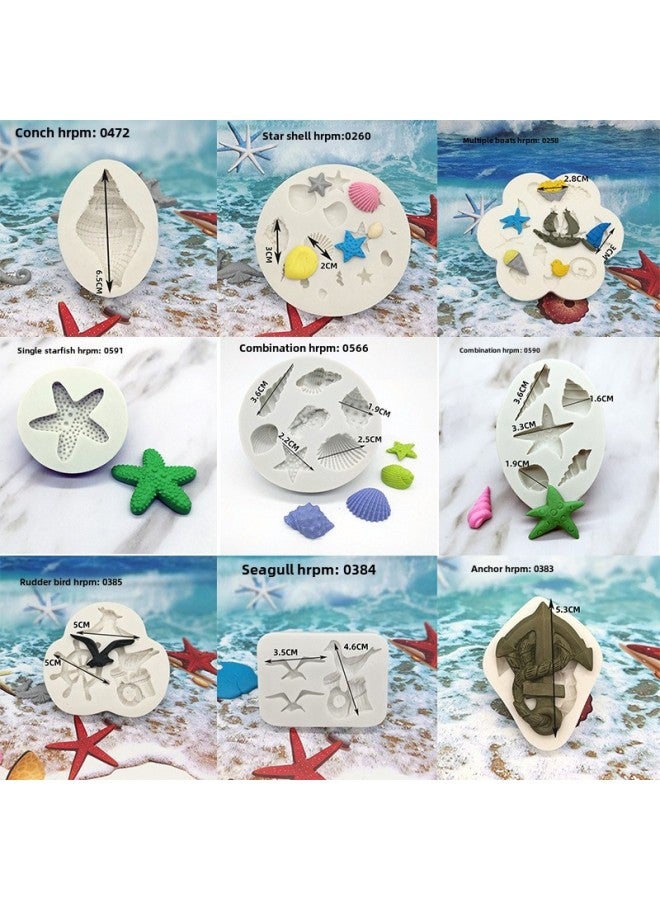 Marine Creature Mermaid Tail Silicone Mold Cake Decoration Conch Sea Star Hippocampus Sea Shellfish Goldfish Drop Mold-Color:Fishtail HRPM:0625 - Image 4