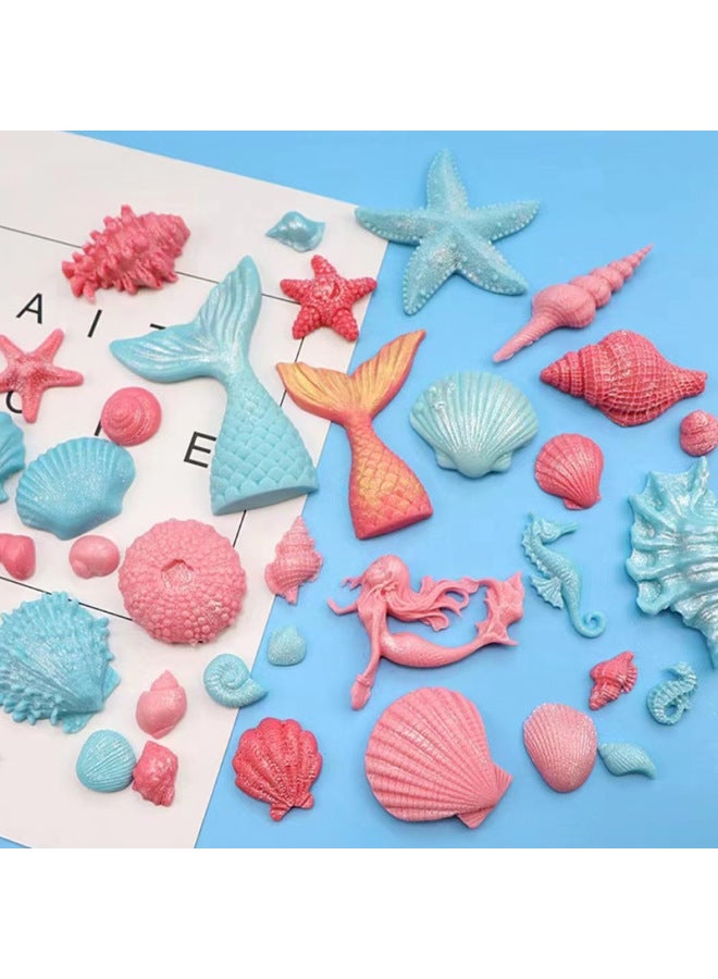 Marine Creature Mermaid Tail Silicone Mold Cake Decoration Conch Sea Star Hippocampus Sea Shellfish Goldfish Drop Mold-Color:Fishtail HRPM:0625 - Image 3