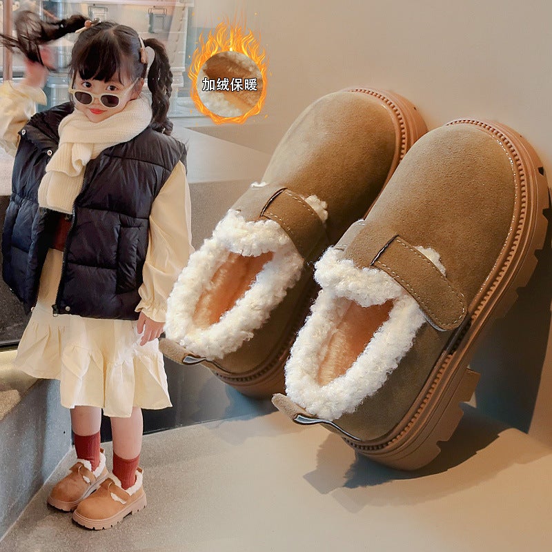 Thick-Soled Shoes For Women 2025 Snow Boots Birkenstock Shoes For Women Fleece-Lined And Thickeneded Versatile Warm Winter Fashion Cotton Shoes Furry Shoes - Image 1