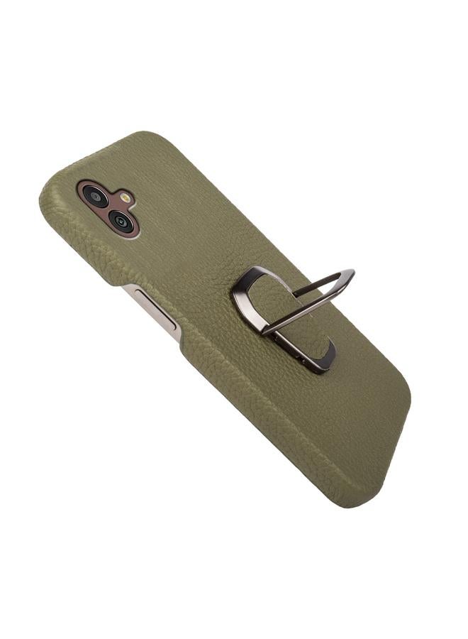 S-TOP Case For Samsung Galaxy M13 5G Ring Holder Litchi Texture Genuine Leather Phone Case - Image 4