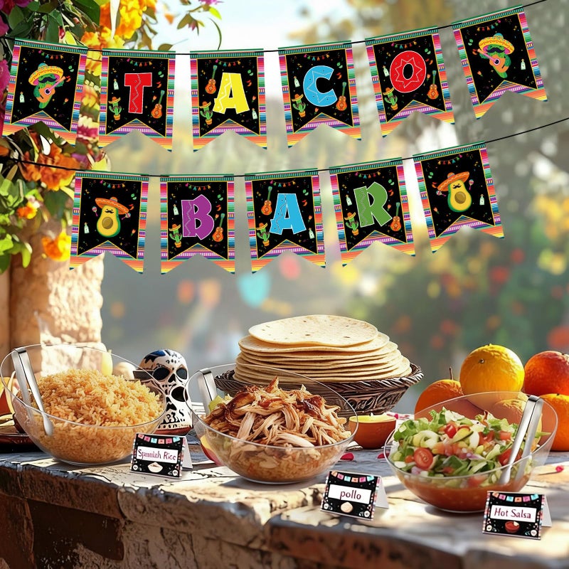 FoldTier 36 Pcs Taco Tuesday Bar Kit Mexican Taco Graduation Party Decorations with 6 Pack 20 oz Angled Plastic Bowls Pepper Banner Decorations for Fiesta Mexican Cinco De Mayo Themed Party Supplies - Image 4