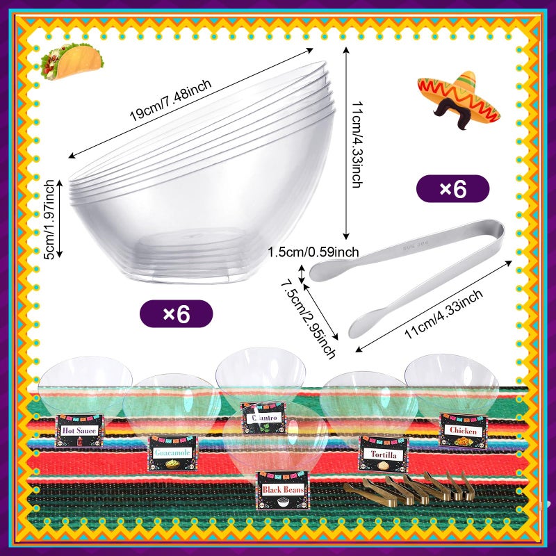 FoldTier 36 Pcs Taco Tuesday Bar Kit Mexican Taco Graduation Party Decorations with 6 Pack 20 oz Angled Plastic Bowls Pepper Banner Decorations for Fiesta Mexican Cinco De Mayo Themed Party Supplies - Image 2