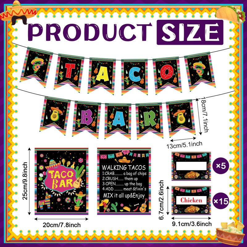 FoldTier 36 Pcs Taco Tuesday Bar Kit Mexican Taco Graduation Party Decorations with 6 Pack 20 oz Angled Plastic Bowls Pepper Banner Decorations for Fiesta Mexican Cinco De Mayo Themed Party Supplies - Image 3