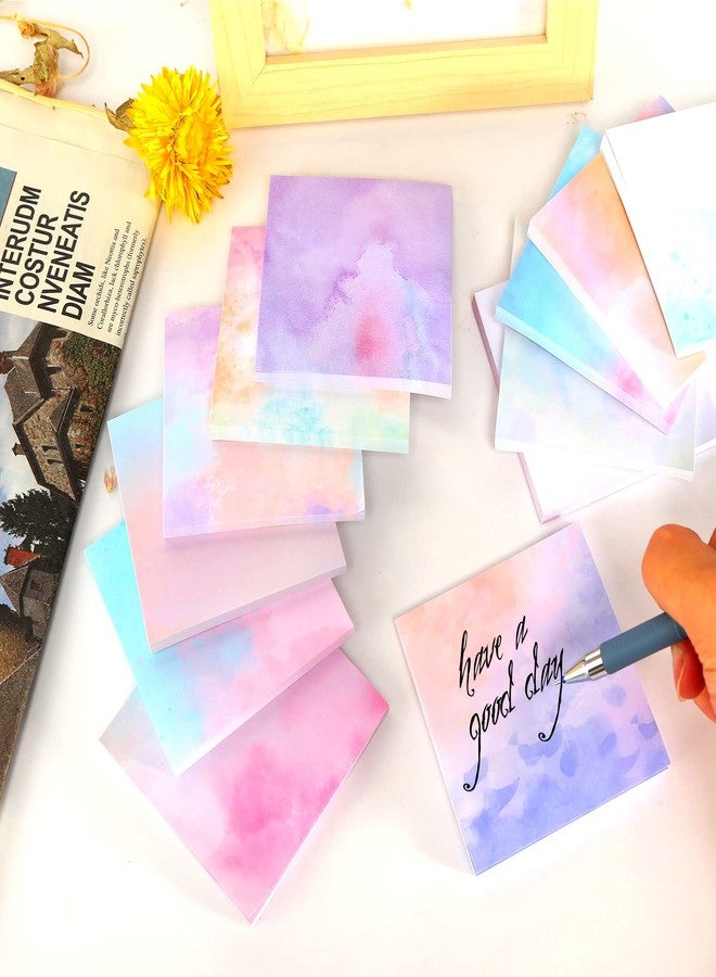 FASBET 12 Pads Pop up Sticky Notes, 3x3 Cute Gradient Watercolor Self Stick Notes Pads, Multi Color Super Adhesive Memo Pads Refills, Easy to Post Paper Home Office Notebooks Supplies Accessories - Image 3