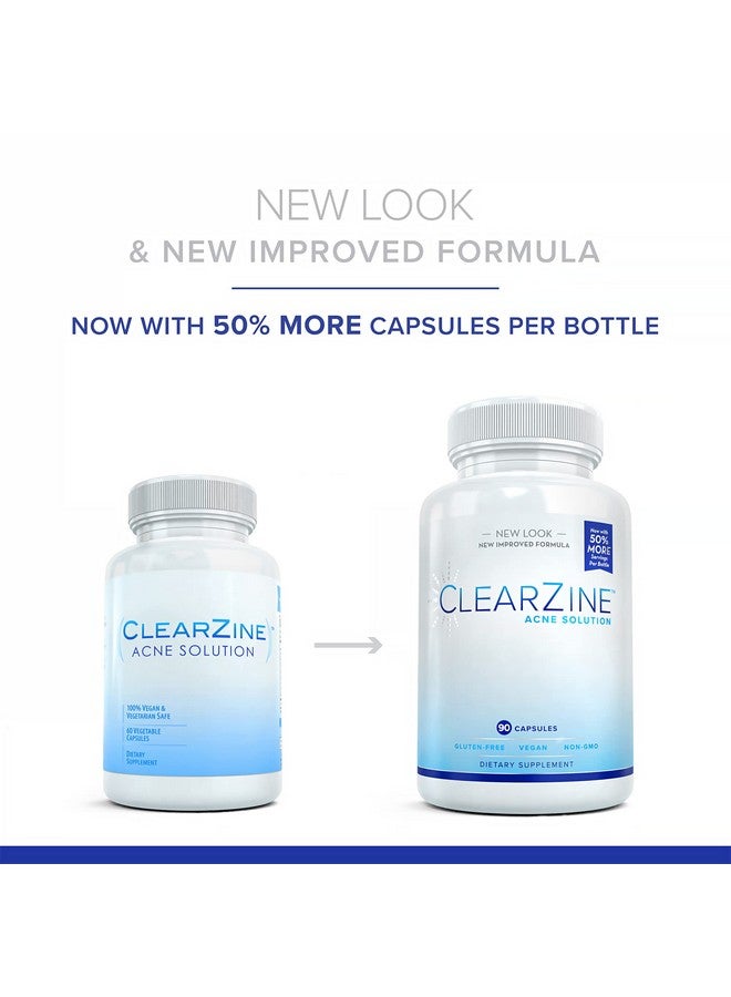 ClearZine Acne Pills for Teens & Adults | Clear Skin Supplement, Vitamins for Hormonal & Cystic Acne, 90 Caps - Image 1