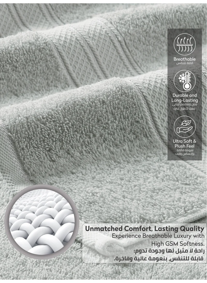 Donetella Light Grey Premium Towel 3-Pcs Set, 100% Combed Cotton 600 GSM, Highly Absorbent, Quick Dry Towel Set Include 1 Bath Towel, 1 Bath Sheet, 1 Hand Towel, Best Set for Bathroom Gym, Hotel And Spa,White  | Best Price UAE