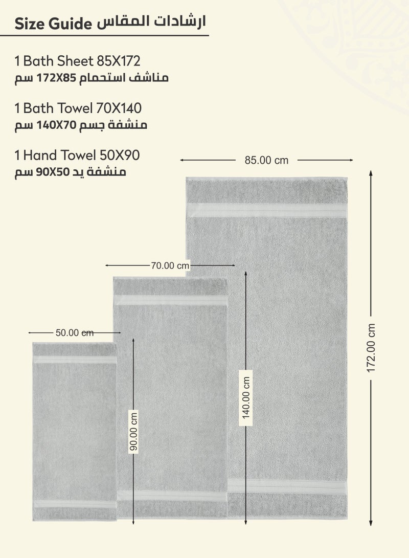 Donetella Premium Towel 3-Pcs Set, 100% Combed Cotton 600 GSM, Highly Absorbent, Quick Dry Towel Set Include 1 Bath Towel, 1 Bath Sheet, 1 Hand Towel, Best Set for Bathroom Gym, Hotel And Spa,White - Image 2