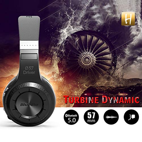 Bluedio H Turbine Wireless Bluetooth 50 Stereo Headphones with Mic Shocking Bass Headphones with Storage Bag for Music Enthusiast Voice Control Black - Image 3