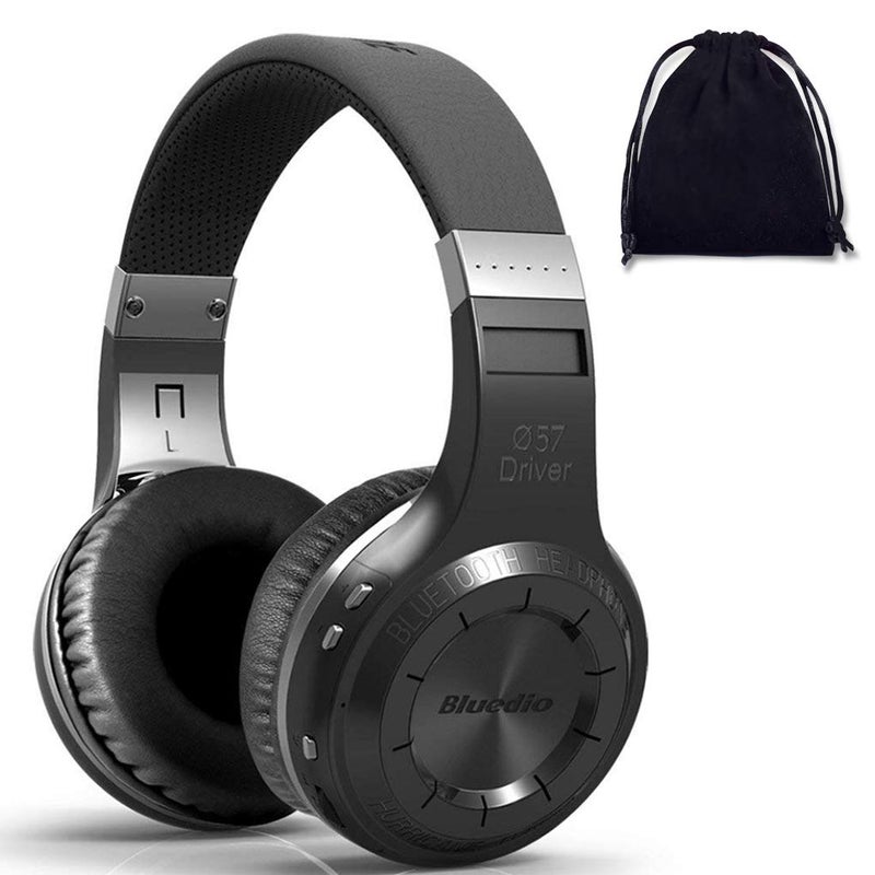 Bluedio H Turbine Wireless Bluetooth 50 Stereo Headphones with Mic Shocking Bass Headphones with Storage Bag for Music Enthusiast Voice Control Black - Image 2