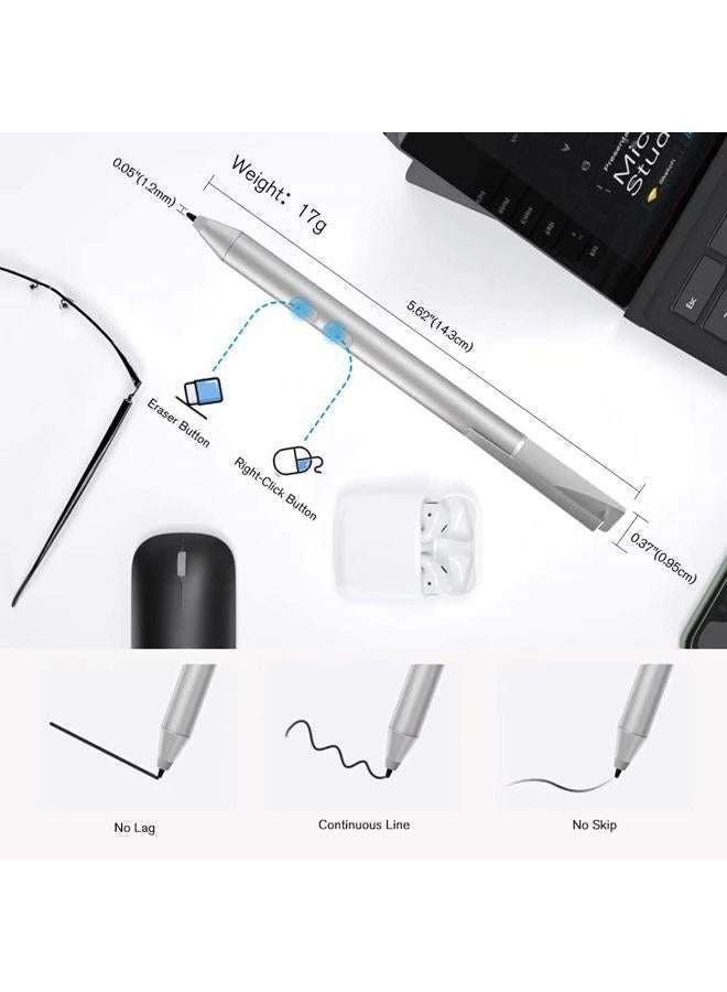 tesha Surface Pen Active Digitizer Stylus Pen with 1024 Levels of Pressure Sensitivity for Surface Pro 2017, Surface Laptop, Surface Pro 4, Surface Pro 3, Surface Book and Surface 3 (Silver) - Image 4