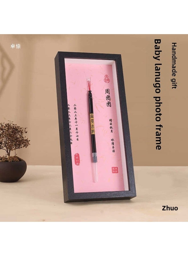 Baby Fetal Brush Making Collection Pen Making Homemade Fetal Hair DIY Bracelet Baby Umbilical Cord Photo Frame-Color:Solid Wood Pen + Photo Frame + Material Package + Production Video  - Image 5