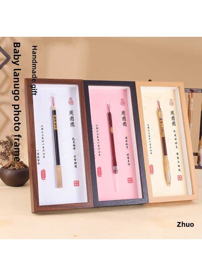 Baby Fetal Brush Making Collection Pen Making Homemade Fetal Hair DIY Bracelet Baby Umbilical Cord Photo Frame-Color:Solid Wood Pen + Photo Frame + Material Package + Production Video  - Image 3