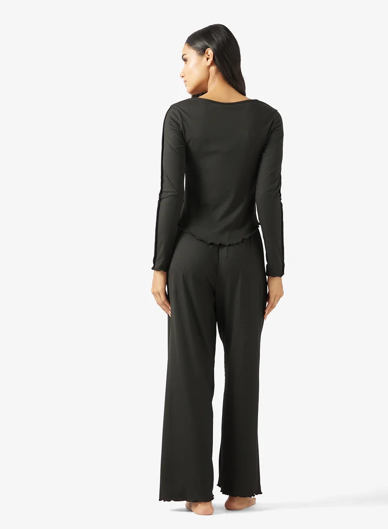 Ginger Soft Touch Seam Detail Top & Pyjama Set