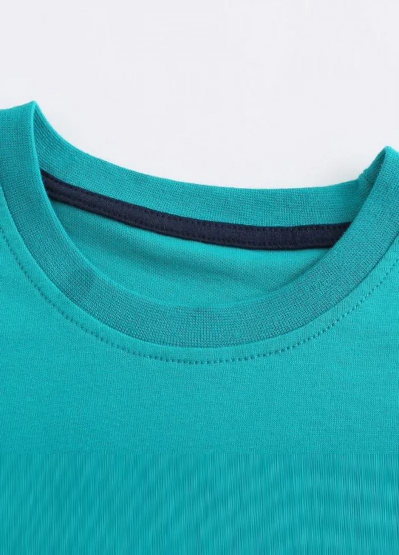YUNIQEE Turquoise Blue Graphic Printed Round Neck Cotton T-shirt