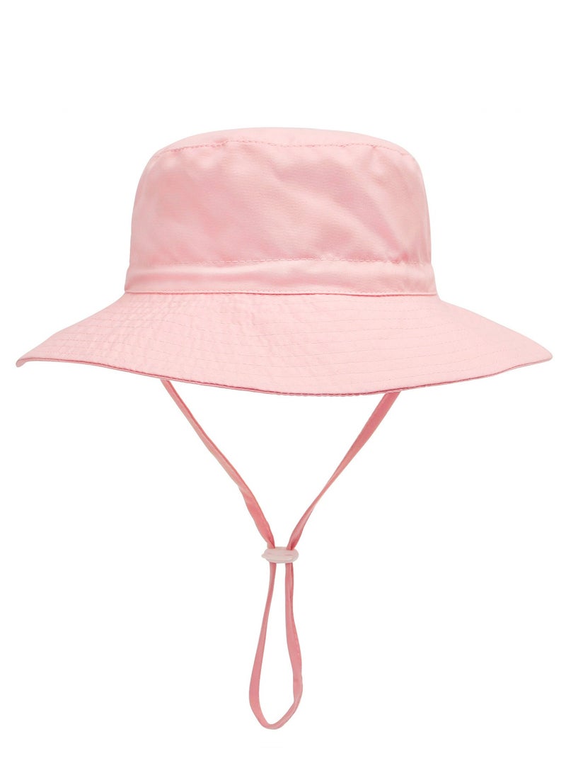 قبعة صيفية للأطفال الصغار ذات حافة عريضة وقابلة للتعديل للأولاد والبنات وقبعات شاطئية للحماية من أشعة الشمس وقبعات شاطئية للأطفال (وردي xs) - Image 1