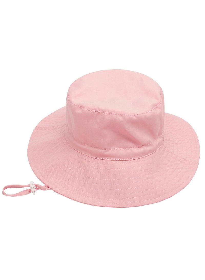 قبعة صيفية للأطفال الصغار ذات حافة عريضة وقابلة للتعديل للأولاد والبنات وقبعات شاطئية للحماية من أشعة الشمس وقبعات شاطئية للأطفال (وردي xs) - Image 2