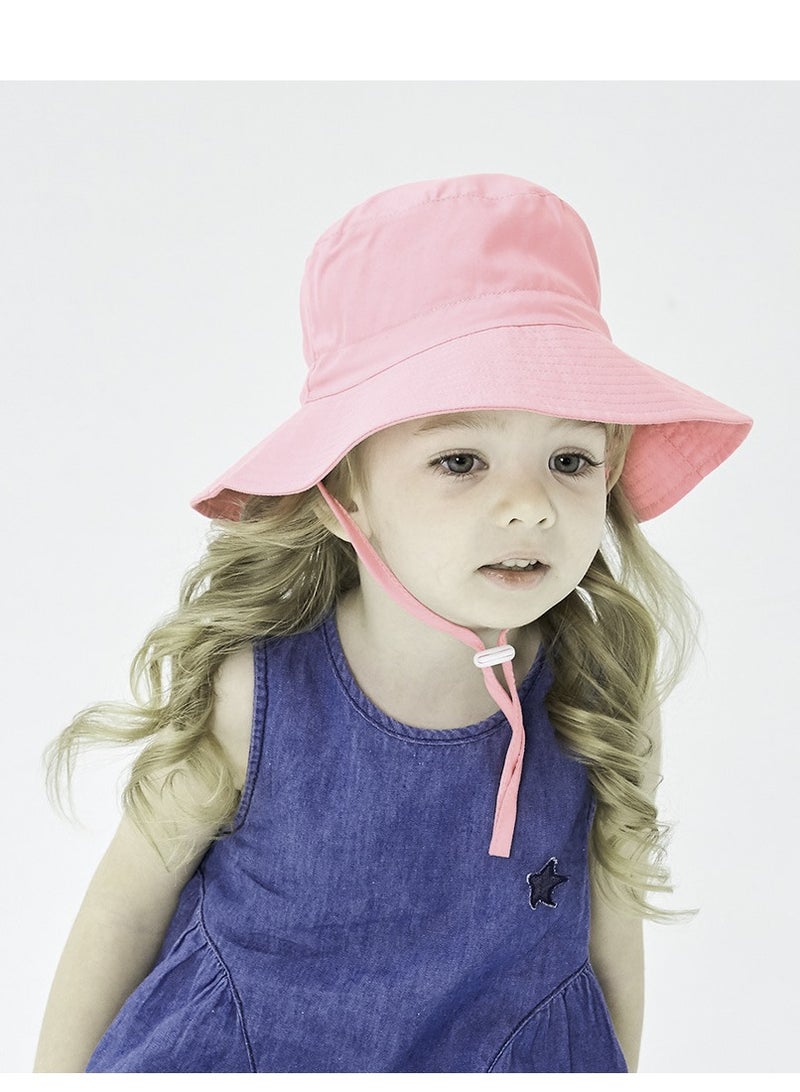 قبعة صيفية للأطفال الصغار ذات حافة عريضة وقابلة للتعديل للأولاد والبنات وقبعات شاطئية للحماية من أشعة الشمس وقبعات شاطئية للأطفال (وردي xs) - Image 4