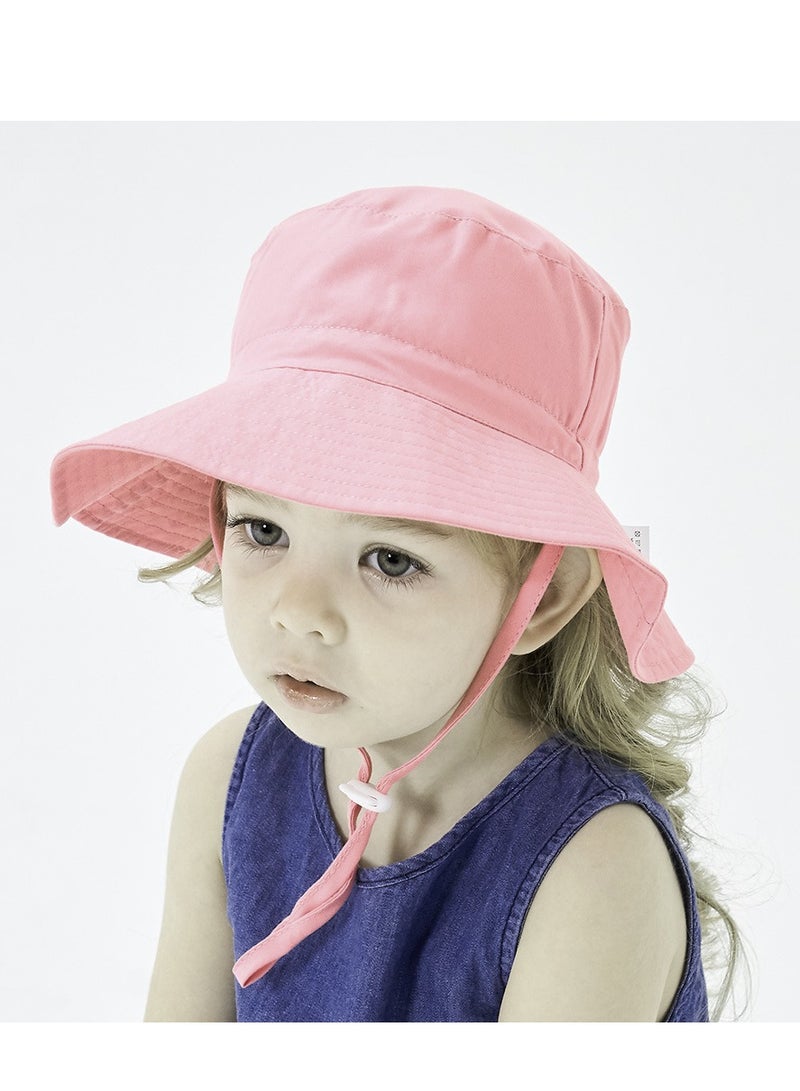 قبعة صيفية للأطفال الصغار ذات حافة عريضة وقابلة للتعديل للأولاد والبنات وقبعات شاطئية للحماية من أشعة الشمس وقبعات شاطئية للأطفال (وردي xs) - Image 5