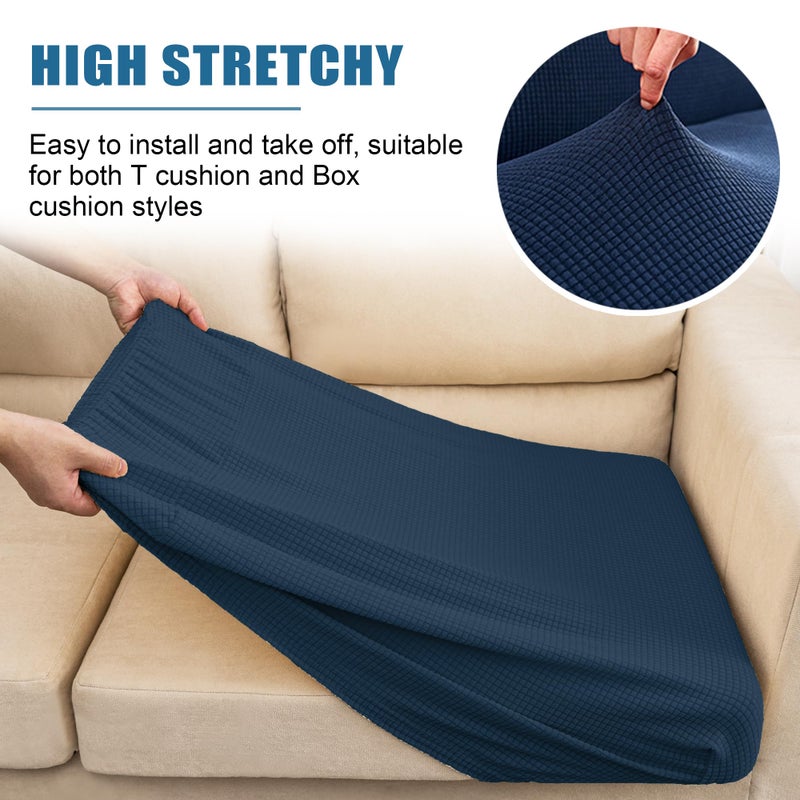 NC HOME Water Resistant Sofa Cushion Slipcovers  RV Seat Cushion Covers High Stretch Furniture Protector  Washable Covering Coats for Camper (Chair Cushion  Navy) - Image 3