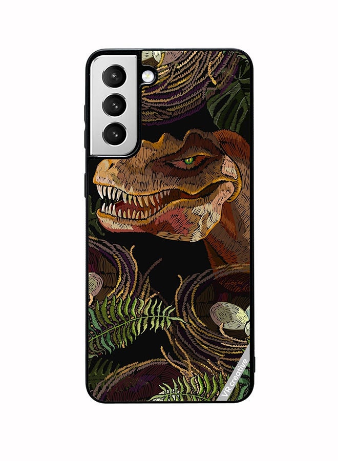 VR CREATIVE Protective Case Cover For Samsung Galaxy S22 5G  Tyrannosaurus Rex Head, Palm Leaves And Eggs In Bird Nest Design Multicolour - Image 1