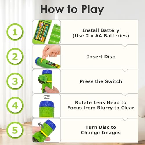 Pup Go Dinosaur Projector Flashlight for Kids Ages 3+, 3 Discs 24 Images, Cool Dinosaurs Toys for Boys Girls, Dinosaur Kids Flashlight, Night Light Projector, Idea Dinosaurs Gifts for Toddler Children - Image 5