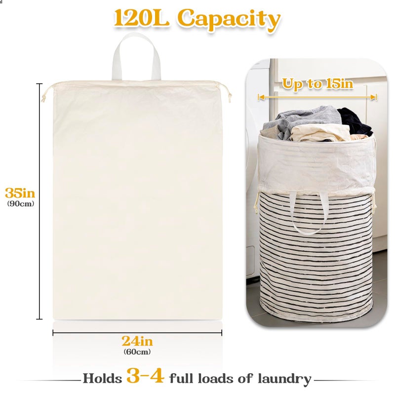 WiseBoy Heavy Duty Laundry Bag, 24"x 35", Laundry Basket Liner Replacement, Drawsting Top with Carrying Handles, 3 to 4 Load Capacity, Machine Washable, Ultra-Light and Foldable - Image 2