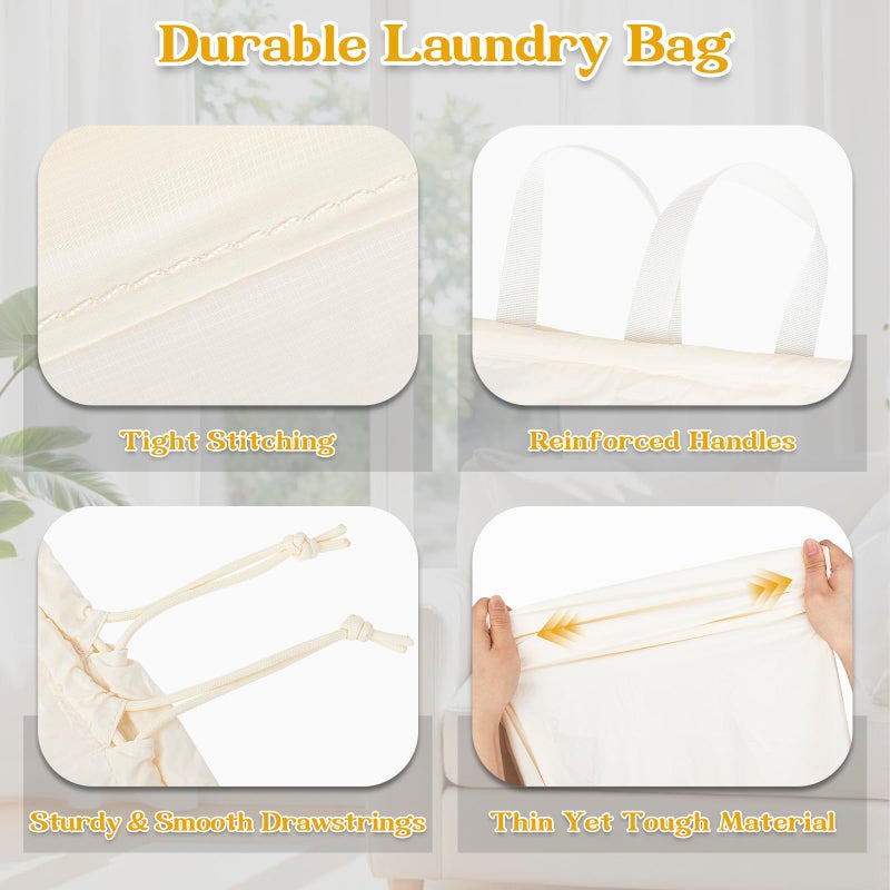 WiseBoy Heavy Duty Laundry Bag, 24"x 35", Laundry Basket Liner Replacement, Drawsting Top with Carrying Handles, 3 to 4 Load Capacity, Machine Washable, Ultra-Light and Foldable - Image 5