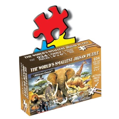 TDC Games World’s Smallest Jigsaw Puzzle, African Oasis – Mini Puzzles, Small Challenging Travel Art Puzzle for Adults, 200+ Pieces, 6 x 4 inches - Image 1