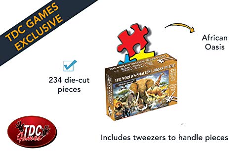 TDC Games World’s Smallest Jigsaw Puzzle, African Oasis – Mini Puzzles, Small Challenging Travel Art Puzzle for Adults, 200+ Pieces, 6 x 4 inches - Image 4
