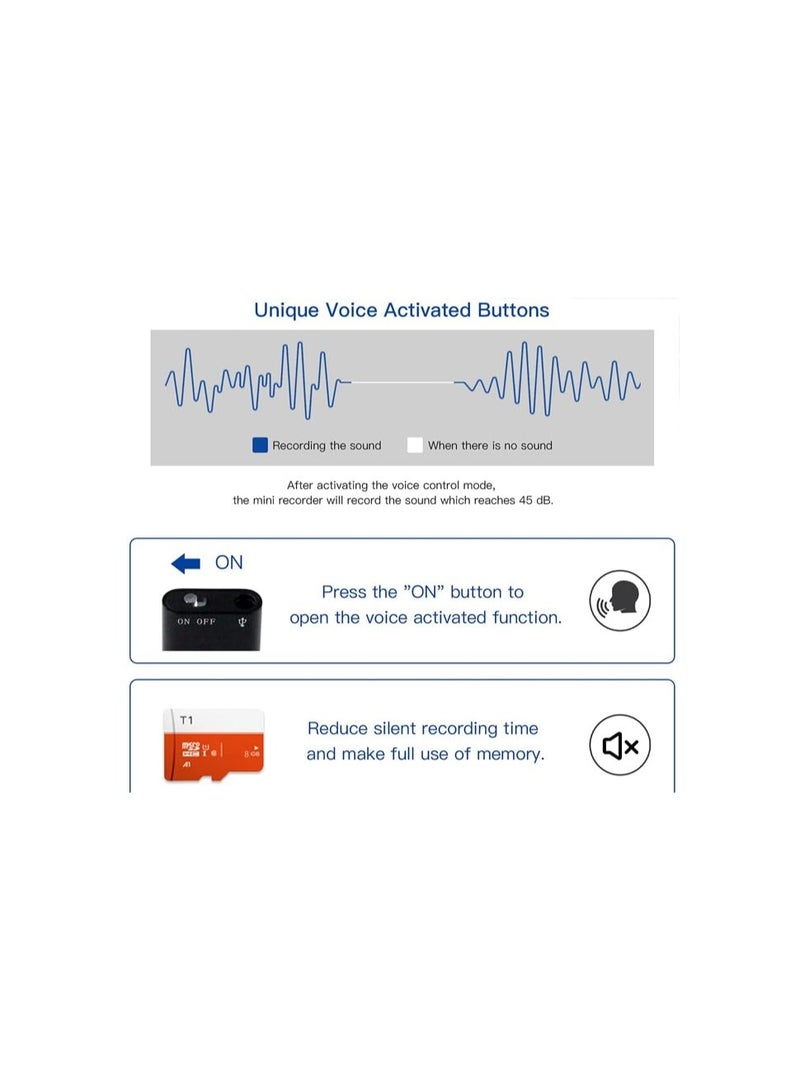 مسجل صوت، تسجيل متواصل لمدة 300 ساعة، USB، صوت MP3، يعمل بالتنشيط الصوتي (Q2-32GB) - Image 5