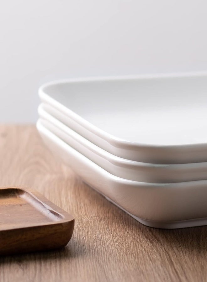 AKDC Delling Large Serving Platter Set - 12In White Rectangular Serving Plates/Salad Dish - Big Serving Trays For Parties Meat, Sushi, Dinner Plate Oven Safe Dinnerware Set Of 3 - Image 1