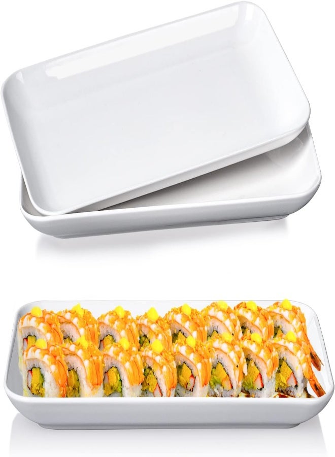 AKDC Delling Large Serving Platter Set - 12In White Rectangular Serving Plates/Salad Dish - Big Serving Trays For Parties Meat, Sushi, Dinner Plate Oven Safe Dinnerware Set Of 3 - Image 2
