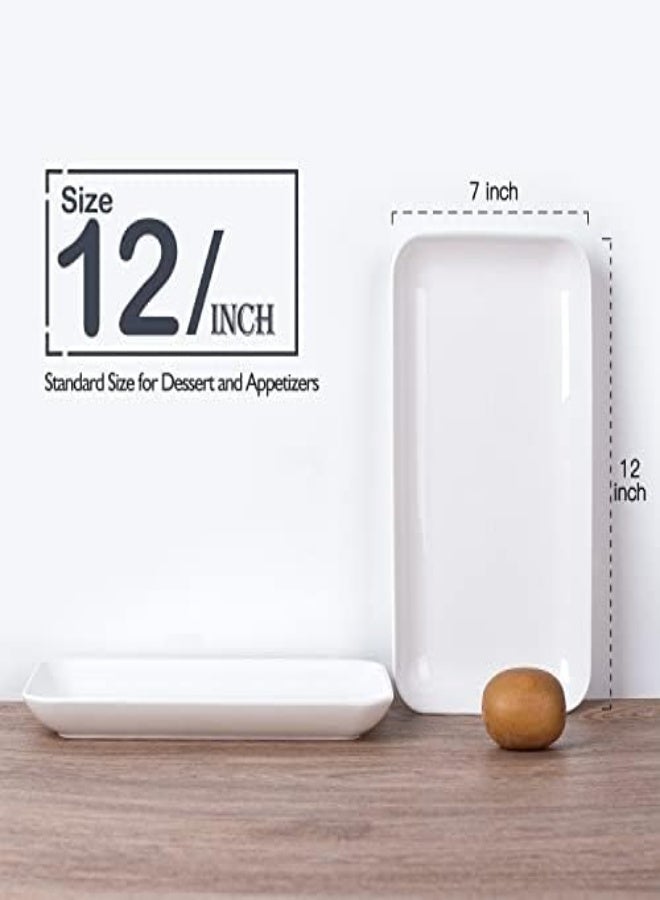 AKDC Delling Large Serving Platter Set - 12In White Rectangular Serving Plates/Salad Dish - Big Serving Trays For Parties Meat, Sushi, Dinner Plate Oven Safe Dinnerware Set Of 3 - Image 5