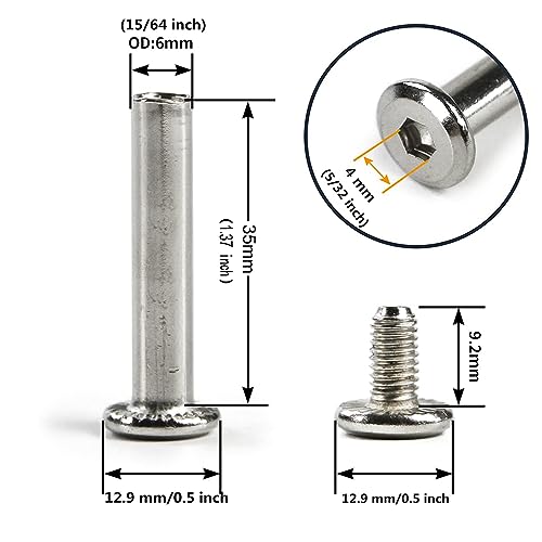Zoofen 10 pcs Inline Skate Replacement Bearings Skating Screws OD 6mm Roller Blades Replacement Skate Wheel Axles|（35mm） - Image 2