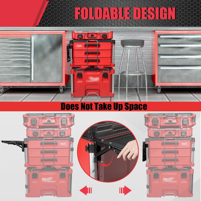 BPOPO Folding Magnetic Table Compatible with Milwaukee Packout Toolbox,Powerful Magnetic Tool Tray Side on Your PACKOUT System - Image 2