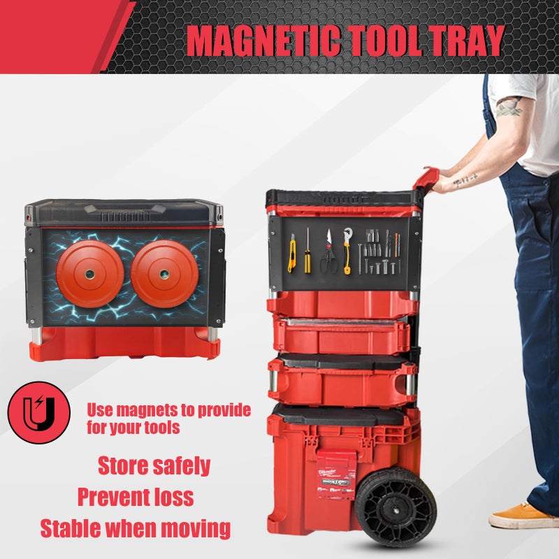 BPOPO Folding Magnetic Table Compatible with Milwaukee Packout Toolbox,Powerful Magnetic Tool Tray Side on Your PACKOUT System - Image 4