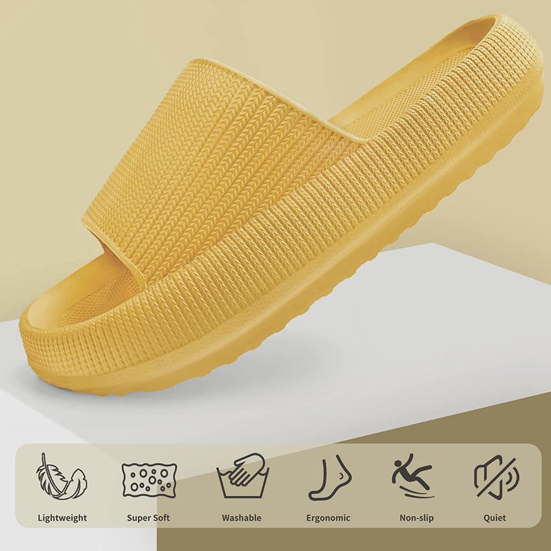 Non-Slip Thick Cloud Slides for Women and Men, Fast-Dry Pillow Slippers for Shower Home Spa Beach - Image 2
