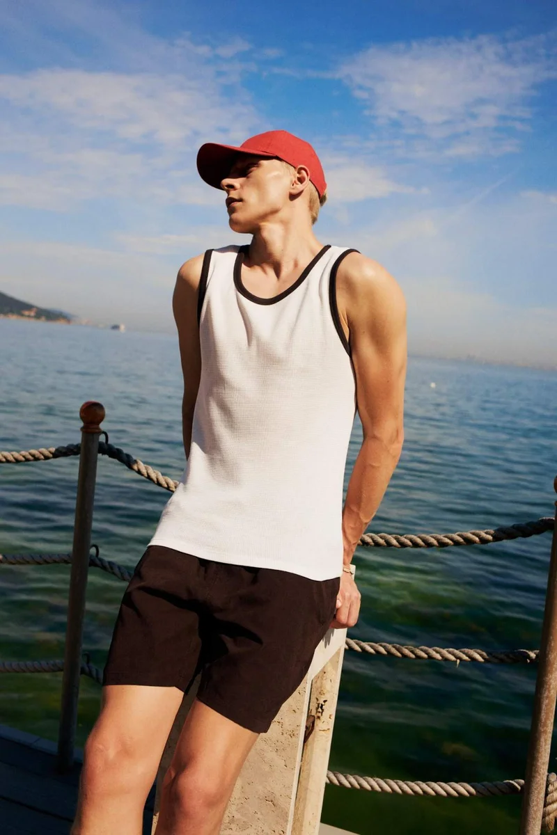 Regular Fit Elastic Waist Swim Shorts