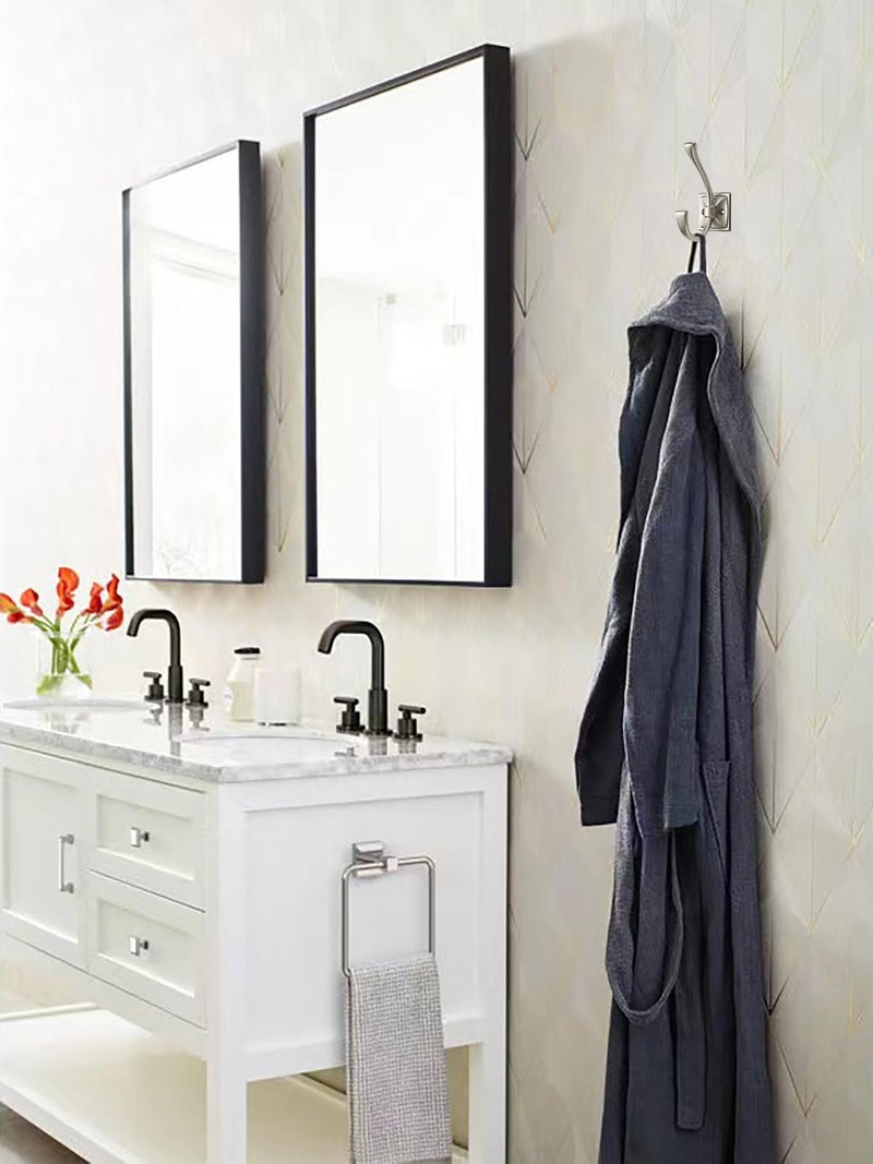 CABDM 5 Pack Decorative Heavy Duty Towel Hooks for Hanging Robe Double Satin Nickel Coat Hooks Wall Mounted with Screws for Key, Towel, Bags, Cup, Hat - Image 5