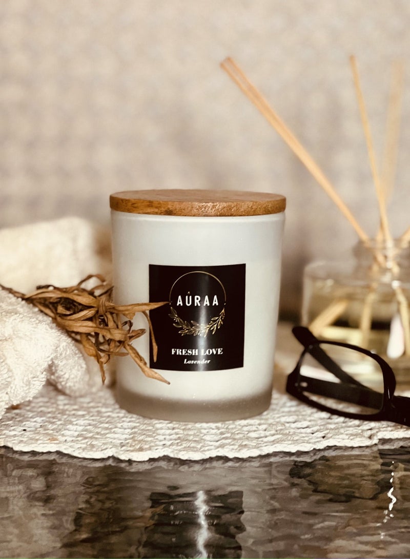 أورا شمعة معطّرة فاخرة للعلاج بالروائح – لافندر وبودرة الأطفال | هدية وديكور المنزل 0.49 كجم - Image 4