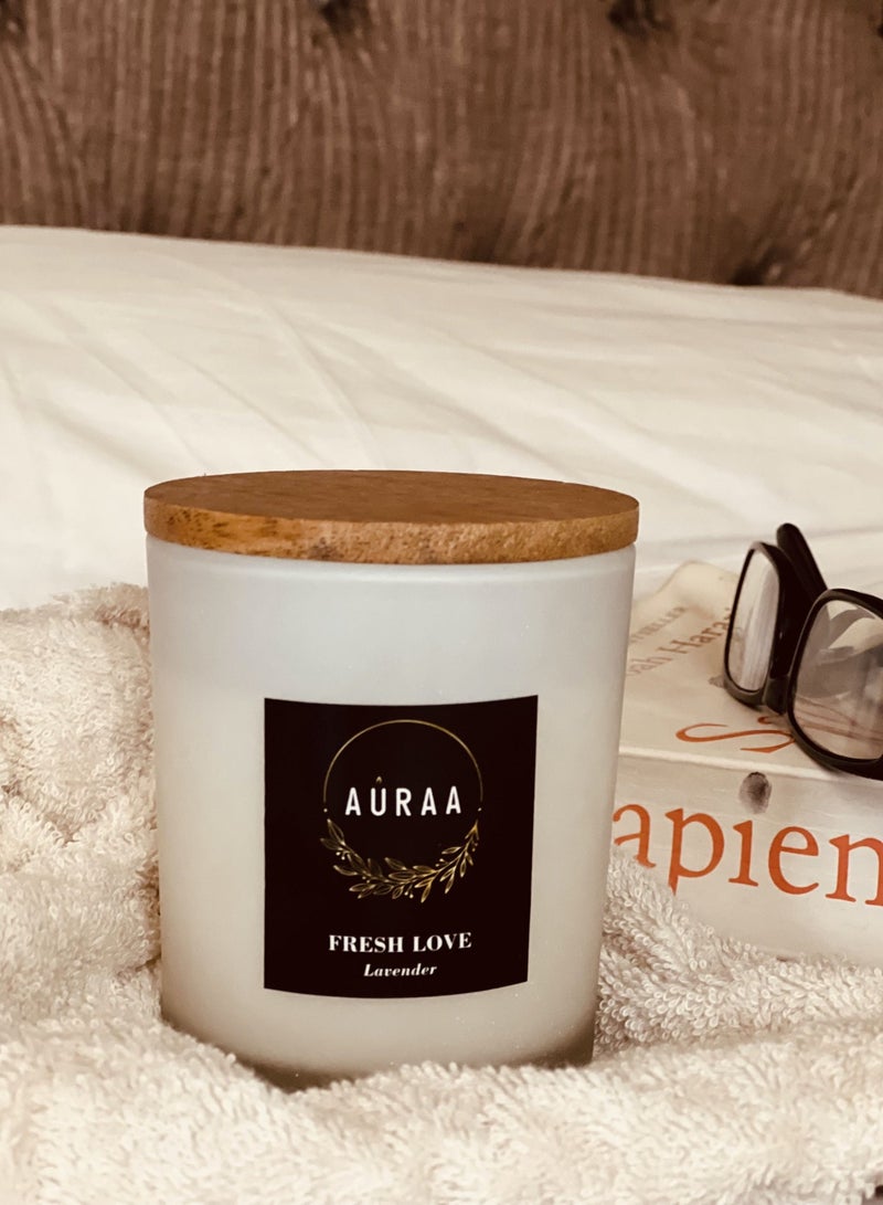 أورا شمعة معطّرة فاخرة للعلاج بالروائح – لافندر وبودرة الأطفال | هدية وديكور المنزل 0.49 كجم - Image 3