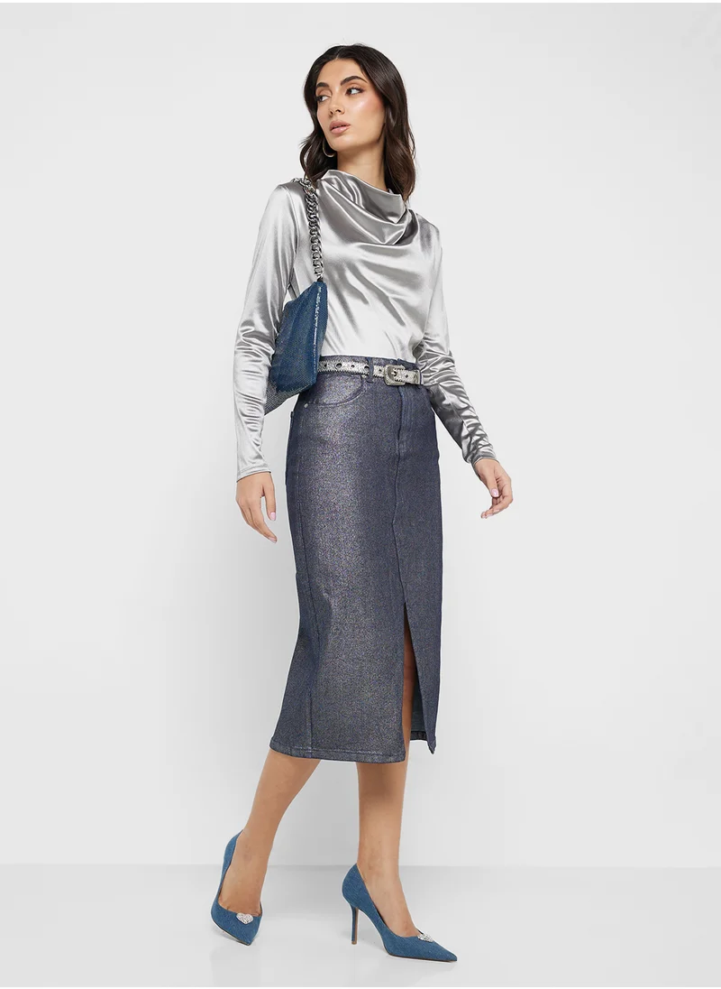 فيرو مودا High Waist Denim Skirt