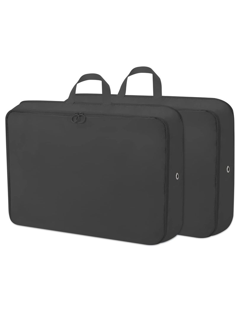 Large Travel Packing Cubes Set for Luggage, 2 Compression Organizers for Suitcases and Backpacks, Expandable Storage Bags in Black - Image 1