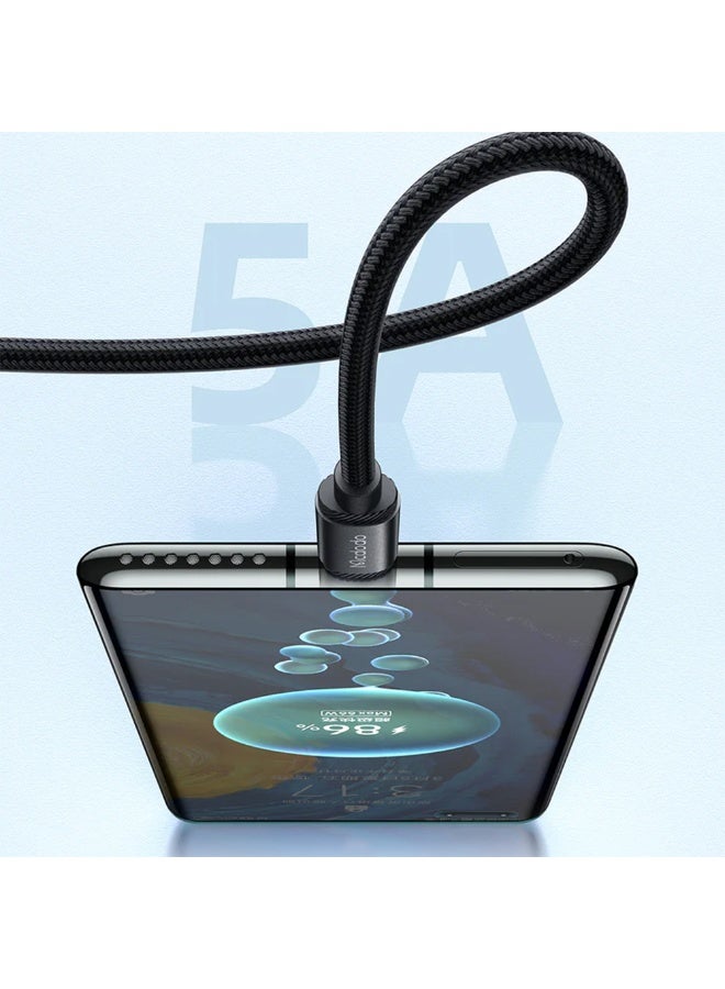 مكدودو كابل شحن فائق السرعة CA-368 من النوع C إلى النوع C، بتقنية PD 3.1 حتى 240 وات وتيار 5 أمبير، يدعم الشحن السريع لأجهزة الكمبيوتر المحمولة والأجهزة اللوحية والهواتف وأجهزة الألعاب، مصنوع من سبائك الألومنيوم المتينة وتصميم مضفر من النايلون + شريحة ذكية لتوزيع التيار الآمن، سرعة نقل البيانات تصل إلى 480 ميجابت في الثانية - Image 3