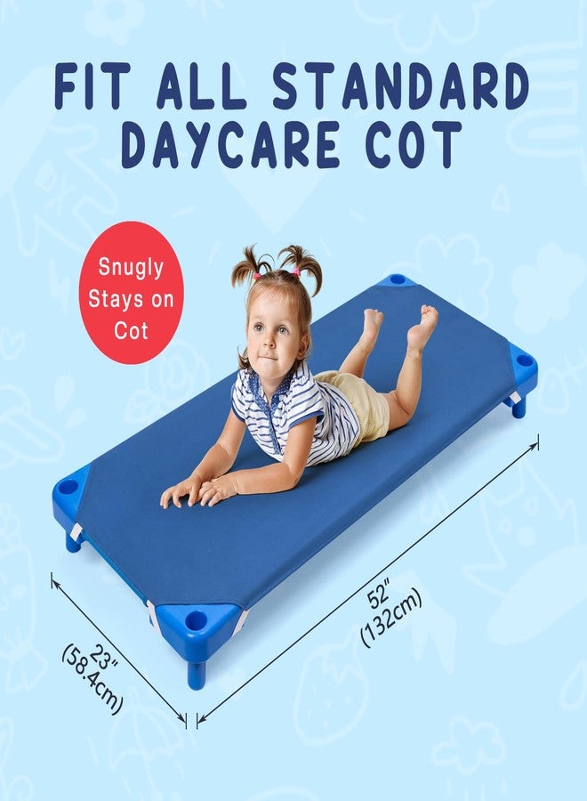 Comfyanno Cot Sheets for Daycare, Standard Size 10 Pack Daycare/Preschool Cots Sheet, 23" x 51" Toddler Nap Cot Sheets, Brushed Microfiber Fitted Sheet Cover for Kids, Boys/Girls - Navy - Image 3