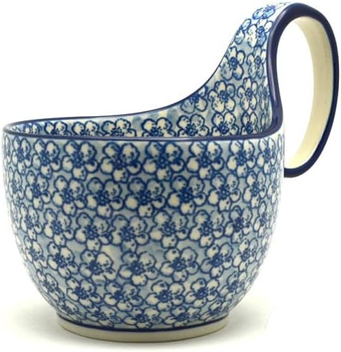 Polish Pottery Gallery Polish Pottery Loop Handle Bowl  Daisy Flurry  - Image 1