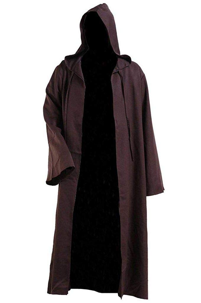 LHJ Men Tunic Hooded Robe Halloween Costume Knight Cloak Brown - Image 5