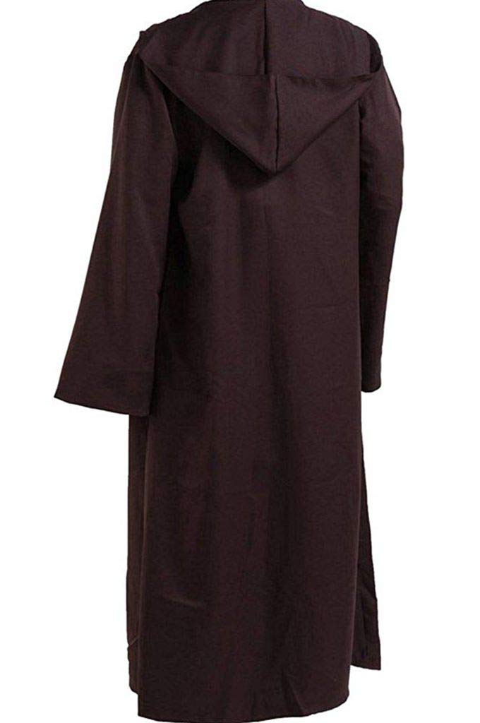 LHJ Men Tunic Hooded Robe Halloween Costume Knight Cloak Brown - Image 2